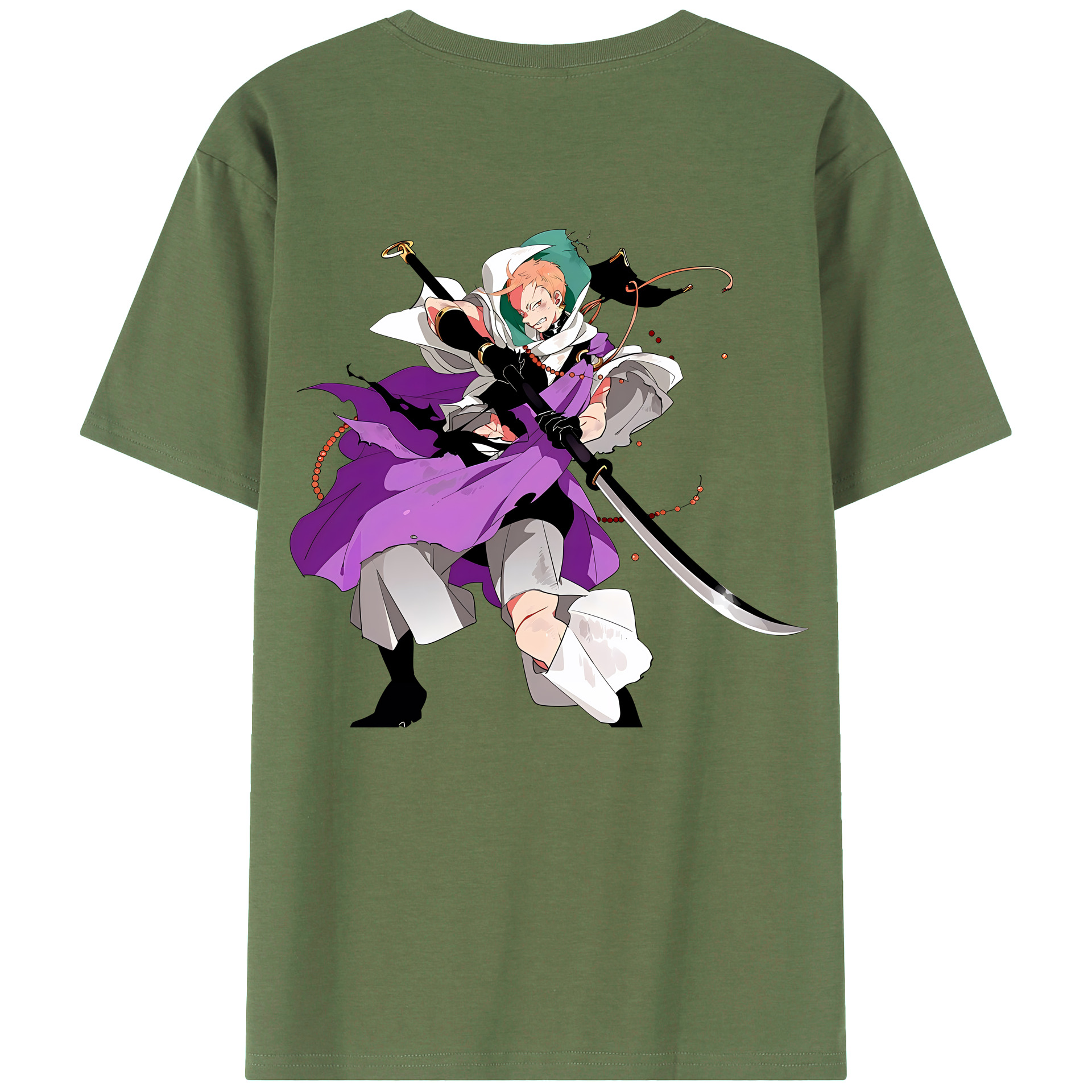 （画像用） 刀剣乱舞 Touken Ranbu 綿100％ メンズ半袖Tシャツ（バックプリント） 通気性